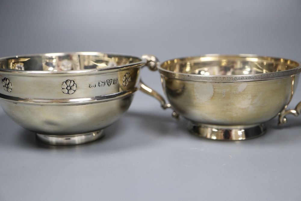 Two George V silver bowls, including two handled, 8.5oz.